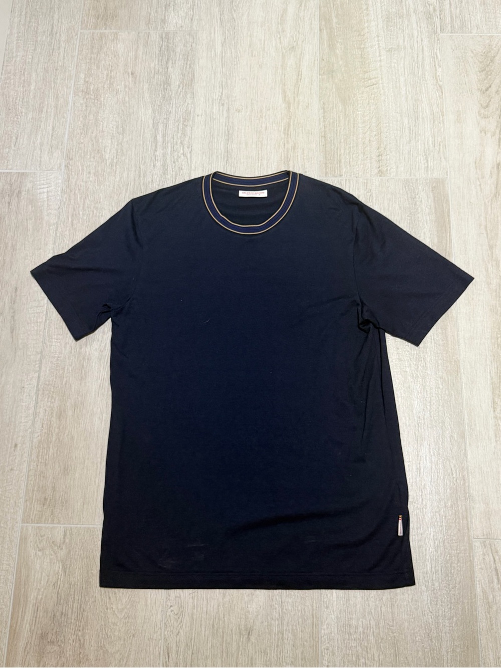 Orlebar Brown dark Navy Short Sleeve t shirt with Contrast Neck size m